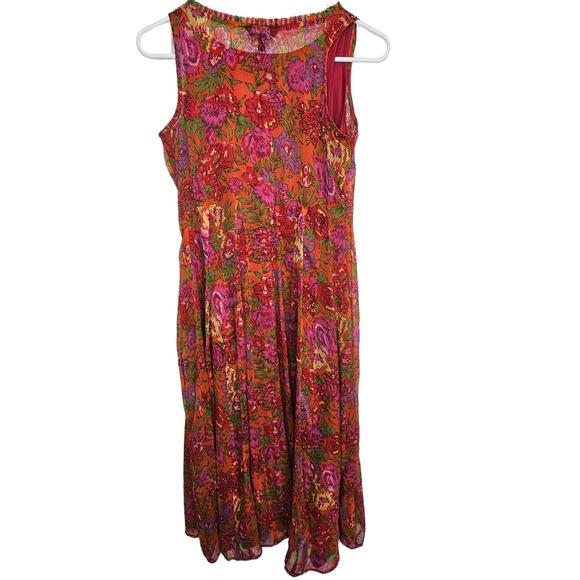 J Peterman Dress Floral Dress Midi Dress Scoop Neck Dress Ruffle Neck Dress 0 - Picture 7 of 7